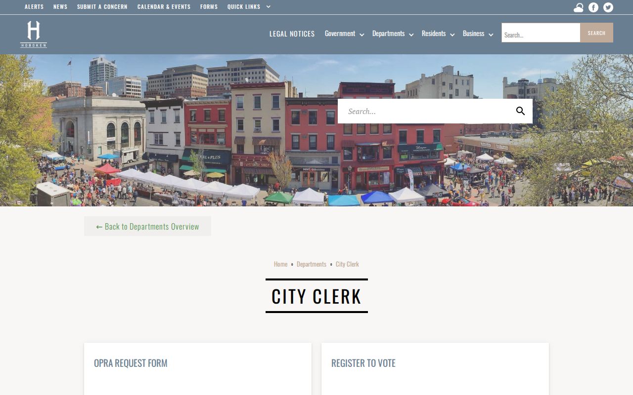 Hoboken residents directory City Clerk records and OPRA information