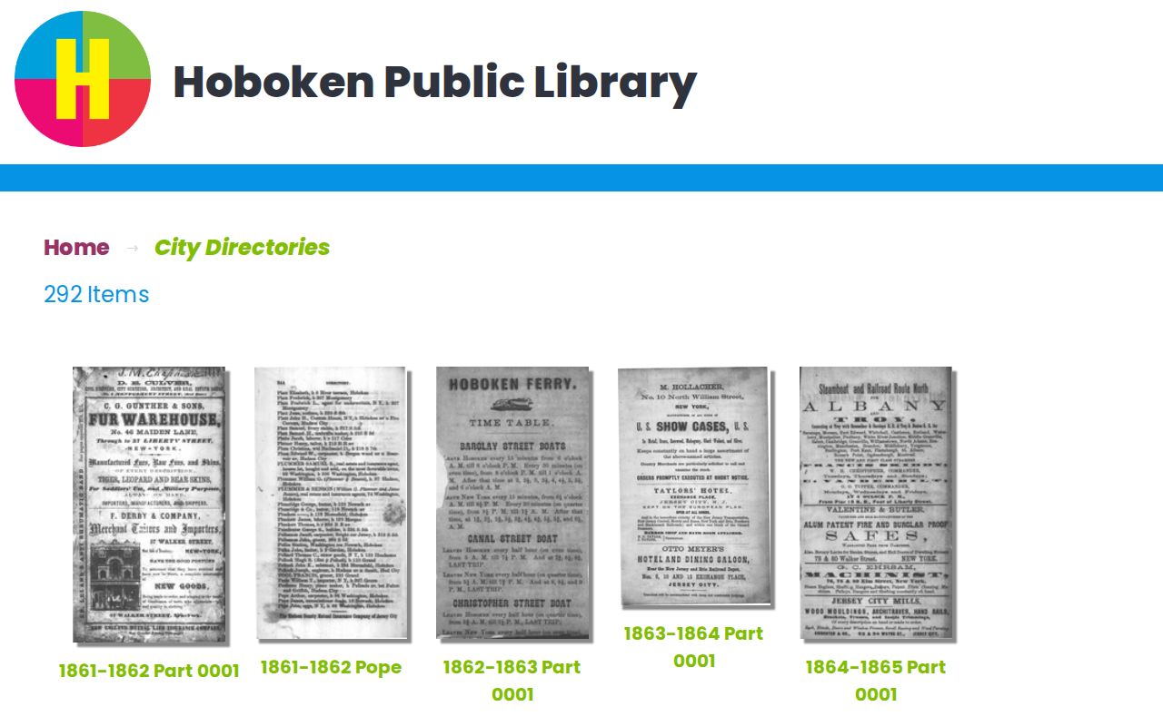 Hoboken city directory catalog displayed in the DigiFind-It collection